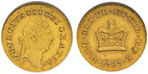 George III. 1760-1820. 1/3 Guinea 1797.  S. ... 