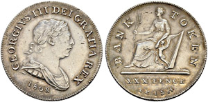 George III. 1760-1820. 30 Pence Bank Token ... 