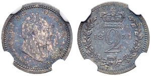 William IV. 1830-1837. 2 Pence 1831.  S. ... 