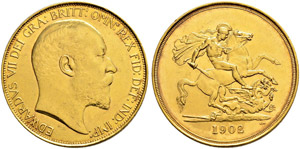Edward VII. 1901-1910. 5 Pounds 1902.  39.93 ... 