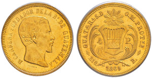 Republik. 4 Pesos 1869.  Fr. 43. PCGS AU 58. ... 