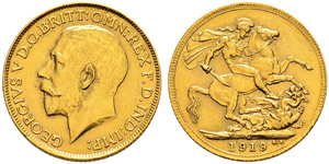 George V. 1910-1936. Sovereign 1919.  7.99 ... 