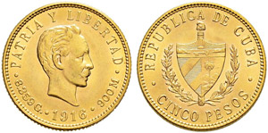 5 Pesos 1916.  8.35 g. Fr. 4. Gutes ... 