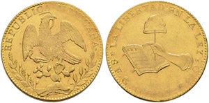 Republik. 8 Escudos 1868, Go-YF Guanajuato.  ... 