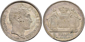 Honoré V. 1819-1841. 5 Francs 1837.  24.95 ... 