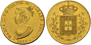 Maria II. 1834-1853. Peca 1835, Lissabon.  ... 