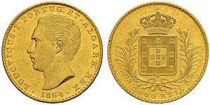 Luis I. 1861-1889. 2000 Reis 1864, Lissabon. ... 