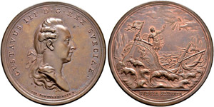 Gustav III. 1771-1792. Bronzemedaille o. J. ... 
