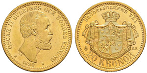 Oscar II. 1872-1907. 20 Kronor 1898.  8.96 ... 