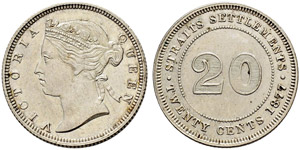 Victoria, 1837-1901. 20 Cents 1877.  5.40 g. ... 