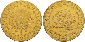 Mohammed VI. 1918-1921. 500 Piaster de Luxe ... 