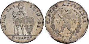 Appenzell Ausserrhoden - 4 Franken 1816.  ... 