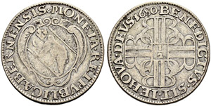 Halbtaler 1680. Av. Rundes Berner Wappen in ... 