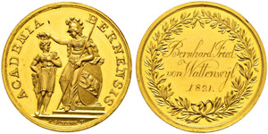 Verdienstmedaille in Gold 1821. Av. Behelmte ... 