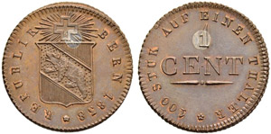 Probe-Cent 1839 mit Silberstift. Av. ... 