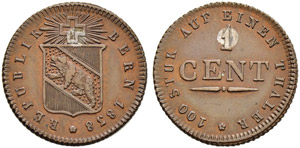 Probe-Cent 1839 mit Silberstift. Av. ... 