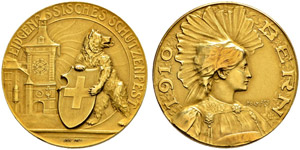 Schützenmedaille in Gold 1910. ... 