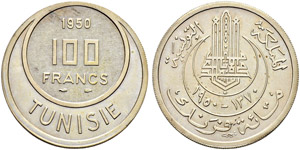 Essaies - 100 francs  1950ce/1347ah  oms  ... 