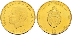 Gold coins - 10 dinars  1976ce/1396ah  AU  ... 