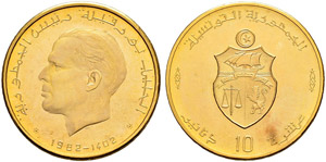 Gold coins - 10 dinars  1982ce/1402ah  AU  ... 