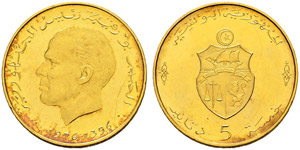 Gold coins - 5 dinars  1976ce/1396ah  AU  ... 