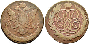 5 Kopecks 1761, Red Mint. 39.27 g. Bitkin ... 