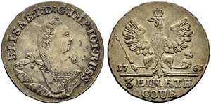 1/3 Taler 1761, Red Mint. 7,08 g. Bitkin 806 ... 