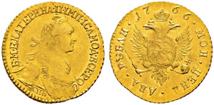 1763 - 2 Roubles 1766, St. Petersburg Mint. ... 