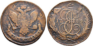 1763 - 5 Kopecks 1789, Red Mint. 47.10 g. ... 