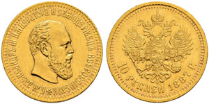 10 Roubles 1887, St. Petersburg Mint, AГ. ... 