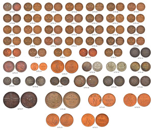 Different Russian copper and silver coins. ... 