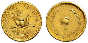 Republik.  - Goldmedaille 1860. Lama vor ... 