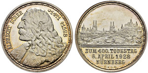 Nürnberg, Stadt - Silbermedaille 1928. 400. ... 