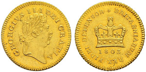 George III. 1760-1820.  - 1/3 Guinea 1803. ... 
