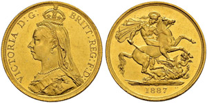 Victoria, 1837-1901.  - 2 Pounds 1887. ... 