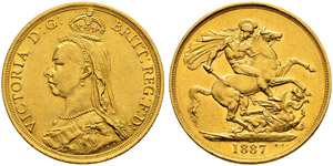 Victoria, 1837-1901.  - 2 Pounds 1887. ... 