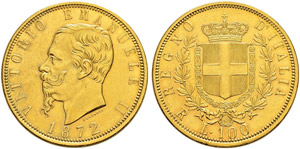 100 Lire 1872, Roma. 32.20 g. Nomisma 844. ... 