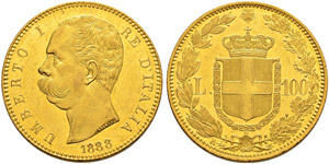 100 Lire 1888, Roma. 32.28 g. Nomisma 973. ... 
