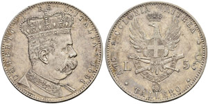 5 Lire 1891, Roma. Per Eritrea. 28.06 g. ... 