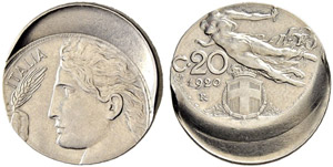 20 Centesimi 1920, Roma. Dicentrato. 4.04 g. ... 