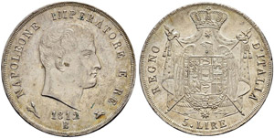 Bologna - Napoleone I, 1805-1815.  - 5 Lire ... 