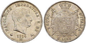 Milano - Napoleone I, 1805-1814.  - 5 Lire ... 