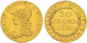 Repubblica Subalpina - 20 Francs AN 10 ... 