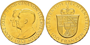 Franz Josef II. 1938-1989.  - 100 Franken ... 