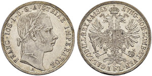 Franz Joseph I. 1848-1916.  - Gulden 1865, A ... 