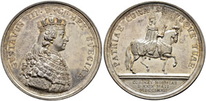 Gustav III. 1771-1792.  - Silbermedaille ... 