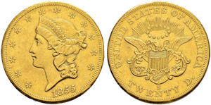 20 Dollars 1855, S San Francisco. 33.35 g. ... 