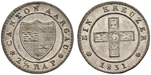 AARGAU - Kanton - Kreuzer 1831. 1.02 g. D.T. ... 