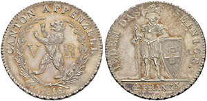 APPENZELL AUSSERRHODEN - 4 Franken 1816. ... 