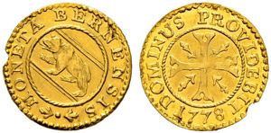 BERN - Vierer 1778. Goldabschlag. 0.74 g. ... 